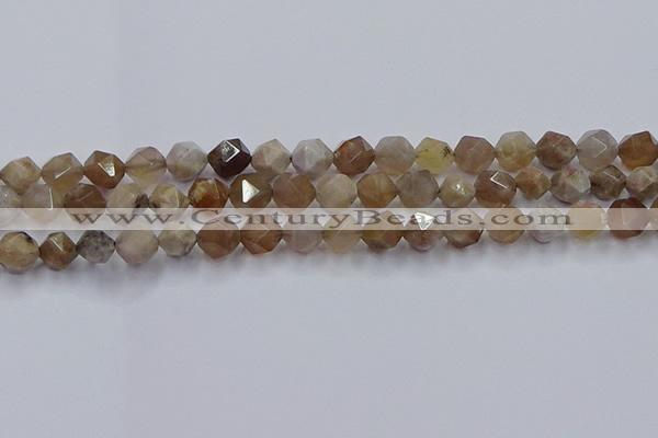 CFC301 15.5 inches 8mm faceted nuggets coral jade beads