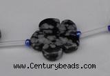 CFG1007 15.5 inches 20mm carved flower snowflake obsidian beads