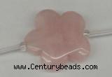 CFG1011 15.5 inches 30mm carved flower rose quartz beads