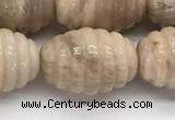 CFG1506 15.5 inches 15*20mm carved rice moonstone beads