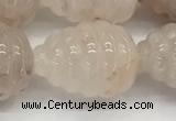 CFG1517 15.5 inches 15*20mm carved teardrop pink quartz beads