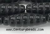 CFG1545 15.5 inches 10*30mm carved rice black agate beads