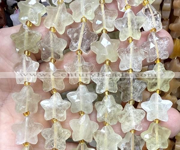 CFG1653 15 inches 14mm carved star lemon quartz beads