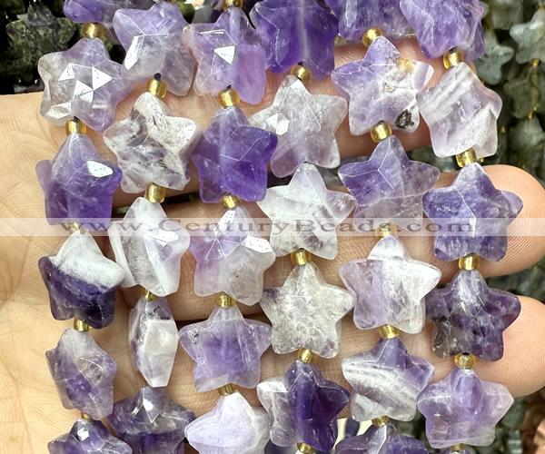 CFG1657 15 inches 14mm carved star dogtooth amethyst beads