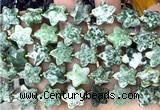 CFG1661 15 inches 14mm carved star Qinghai jade beads