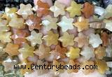 CFG1662 15 inches 14mm carved star yellow aventurine jade beads