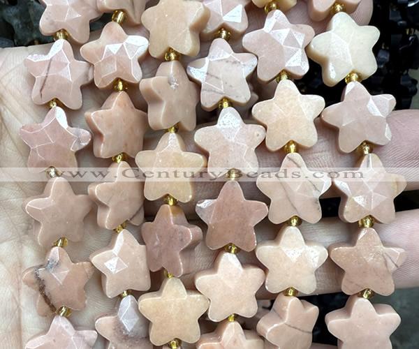 CFG1663 15 inches 14mm carved star orange jade beads
