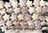 CFG1663 15 inches 14mm carved star orange jade beads