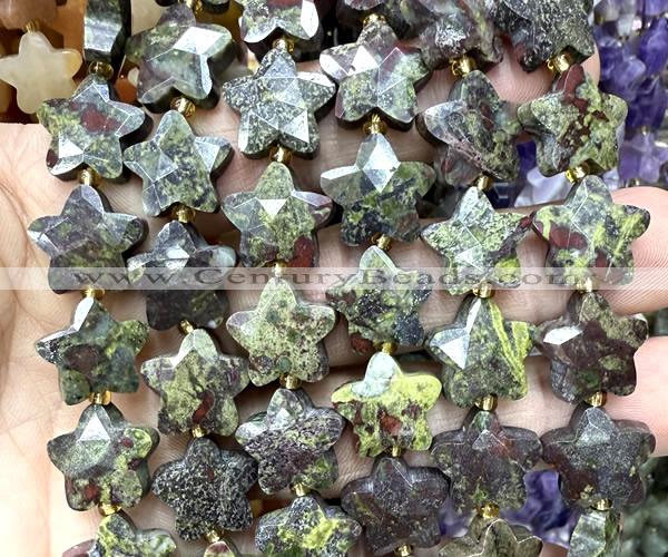 CFG1668 15 inches 14mm carved star dragon blood jasper beads
