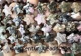 CFG1671 15 inches 14mm carved star rhodonite gemstone beads
