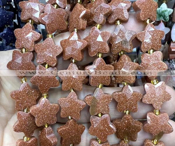 CFG1676 15 inches 14mm carved star goldstone beads wholesale