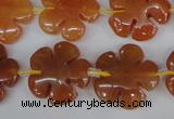 CFG216 15.5 inches 20mm carved flower red aventurine beads