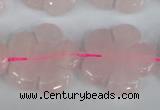 CFG219 15.5 inches 24mm carved flower rose quartz beads