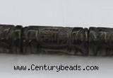 CFG223 15.5 inches 14*31mm carved column smoky quartz beads