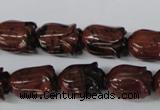 CFG236 15.5 inches 10*15mm carved flower mahogany obsidian beads