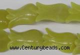 CFG240 15.5 inches 15*25mm carved flower olive jade gemstone beads