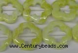 CFG257 15.5 inches 20mm carved flower lemon jade gemstone beads