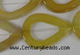 CFG266 15.5 inches 28*35mm carved teardrop yellow agate beads