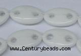 CFG298 15.5 inches 15*25mm carved oval white stone beads