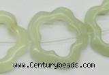 CFG36 15.5 inches 30mm carved flower green jade beads