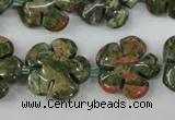 CFG451 15.5 inches 20mm carved flower unakite gemstone beads