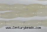 CFG551 15.5 inches 8*20mm carved rice white jade beads