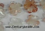 CFG657 15.5 inches 15mm carved flower pink quartz beads