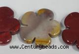 CFG686 15.5 inches 30mm carved flower mookaite gemstone beads