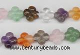 CFG77 15.5 inches 11*11mm carved flower mixed gemstone beads