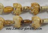 CFG778 15.5 inches 10*15mm carved animal picture jasper beads