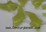 CFG854 Top-drilled 12*25mm carved animal yellow jade beads