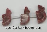 CFG856 Top-drilled 10*23mm carved animal rhodochrosite beads