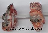 CFG863 Top-drilled 12*18mm carved animal red zebra jasper beads