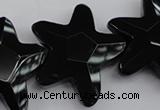 CFG954 15.5 inches 30*33mm faceted & carved star black agate beads