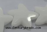 CFG969 15.5 inches 30*33mm faceted & carved star white porcelain beads