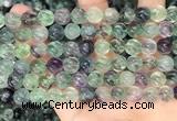 CLF1167 15.5 inches 8mm carved round fluorite gemstone beads