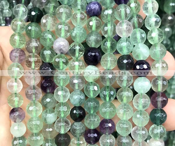 CFL1263 15 inches 8mm faceted round fluorite beads wholesale