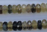 CFL143 15.5 inches 6*12mm faceted rondelle yellow fluorite beads