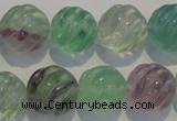 CFL459 15.5 inches 16mm carved round natural fluorite beads