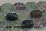 CFL475 15.5 inches 10*14mm carved rice natural fluorite beads