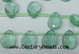 CFL650 Top-drilled 10*14mm faceted briolette green fluorite beads