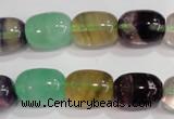CFL771 15.5 inches 10*14mm drum rainbow fluorite gemstone beads