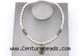 CFN159 baroque white freshwater pearl & labradorite necklace with pendant