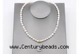 CFN161 baroque white freshwater pearl & white moonstone necklace with pendant