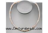 CFN201 4*6mm faceted rondelle pink aventurine & potato white freshwater pearl necklace