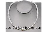 CFN204 4*6mm faceted rondelle white crazy lace agate & potato white freshwater pearl necklace