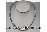 CFN205 4*6mm faceted rondelle Indian agate & potato white freshwater pearl necklace