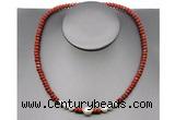 CFN212 4*6mm faceted rondelle red jasper & potato white freshwater pearl necklace