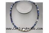 CFN221 4*6mm faceted rondelle sodalite & potato white freshwater pearl necklace