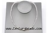 CFN229 4*6mm faceted rondelle rose quartz & potato white freshwater pearl necklace